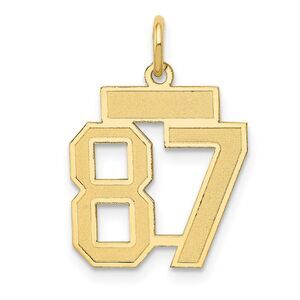 14k Yellow Gold, Jersey Collection, Small Number 87 Pendant